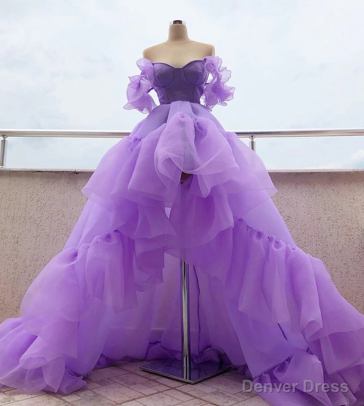 purple graduation dresses Simple Purple Off Shoulder Tulle Long Prom Dress, Purple Graduation Dress US 6 / Custom Color