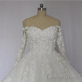 Off The Shoulder Royal Train Lace Wedding Dresses Ball Gowns