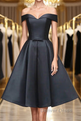 Off the Shoulder Short Black Prom Dresses, Off Shoulder Short Black Formal Graduation Dresses