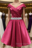 Off the Shoulder Short Burgundy Prom Dress, Short Wine Red Prom Graduation Homecoming Dresses