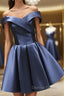 Off the Shoulder Short Navy Blue Prom Dress, Short Navy Blue Prom Homecoming Graduation Dresses