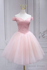Off The Shoulder Short Pink Party Dress Homecoming Dress