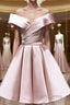 Off the Shoulder Short Pink Prom Dress, Short Pink Prom Graduation Dresses