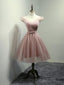 Off the Shoulder Short Pink Tulle Prom Dress, Short Pink Prom Bridesmaid Dresses