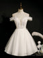 Off the Shoulder Short White Lace Prom Dress, Short White Lace Prom Homecoming Dresses