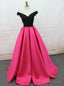 Off The Shoulder V Neck Backless Satin Prom Dresses