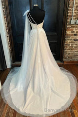 Off-White One-Shoulder A-Line Wedding Dress Long Beautiful