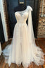 Off White One Shoulder A Line Wedding Dresses Long Beautiful