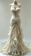 Off White Pleated Prom Dress, Sweetheart Organza Wedding Dresses,