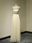 One Shoulder A Line Crystals Beadings Long Floor Length Chiffon Bridesmaid Dresses