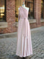One Shoulder Pink Rustic Bridesmaid Dress Long Maxi Wedding Dresses