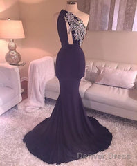 One Shoulder Prom Dress, Mermaid Prom Dress,Applique Prom Dress,Fashion Prom Dress,Sexy Party Dress