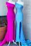 One Shoulder Side Slit Mermaid Long Prom Dress