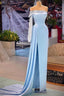 One Shoulder Strapless Floor Length Backless High Split Sheath Prom Dresses
