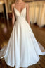 Open Back A Line Satin Wedding Dresses
