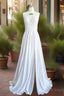 Open Back Spaghetti Straps Bridesmaid Dresses Thigh Slit Slim Fitting Long Gowns
