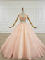 Orange Ball Gowns Tulle Pleats Backless High Neck Beading Crystal Wedding Dresses