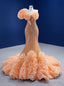 Orange Mermaid Organza Sequins Beading Prom Dresses