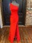 Orange One Mermaid Pleats Prom Dresses