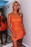 Orange Open Back One Shoulder Sequins Tight Homecoming Dresses