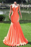 Orange Prom Dress Sexy Mermaid Women Prom Dresses Sleeveless Open Back