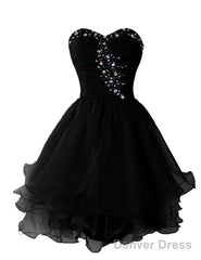Organza Short Beaded Cute Homecoming Dresses, Lovely Sweetheart Prom Dress