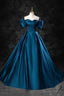 Peacock Blue Long Satin Prom Dress, Peacock Blue Long Satin Prom Dresses