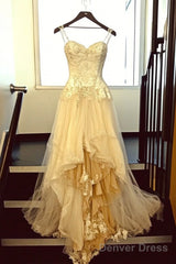 Pearl White A-Line Sweetheart Applique Long Prom Dress Tulle Graduation Prom Dress