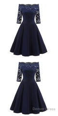 Perfect Navy Blue Homecoming Dress,Off The Shoulder Homecoming Dresses