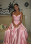 Pink A Line Spaghetti Straps Appliques Satin Long Prom Dress