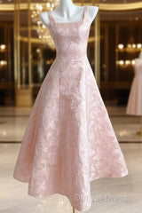 Pink A-Line Vintage Butterfly Embroidered Satin Prom Dresses Birthday Dressesed01772