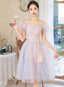 Pink And Blue Short Prom Dress Off Shoulder Prom Dress, Cute Homecominig Dresses