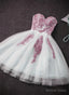 Pink and White Sweetheart Knee Length Prom Dress Homecoming Dress, Short Prom Dresses