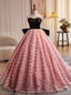 Pink Ball Gowns 3D Flower Quinceanera Dresses