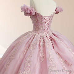 Pink Ball Gown Off the Shoulder Quinceanera Dresses