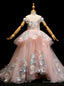 Pink Ball Gowns Tulle Applqiues Off The Sholuder Princess Dresses