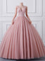 Pink Ball Gowns V Neck Sequins Quinceanera Dresses