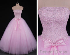 Pink Beaded Gorgeous Long Sweet 16 Dresses, New Style Formal Dresses