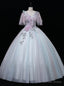 Pink Blue Tulle V Neck Pleats Quinceanera Dresses