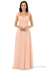 Pink Chiffon Halter Backless With Pleats Bridesmaid Dresses