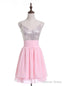Pink Chiffon Sequins Sleeveless Homecoming Dress