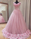 Pink Flowers Quinceanera Dresses Ball Gowns Off The Shoulder