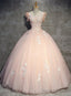 Pink Gorgeous Tulle And Lace Cap Sleeves Sweet 16 Dresses, Pink Prom Gowns