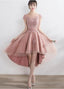 Pink Lace Tulle Cap Sleeves Bridesmaid Dress, Lovely Dark Pink Prom Dresses
