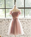 Pink Lace Tulle Short Prom Dress, Homecoming Dresses