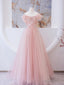 Pink Long prom Dress, Pink A Line Prom Graduation Dresses