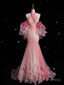 Pink Mermaid Halter Neck Tulle Long Prom Dress Sweet 16 Dresses