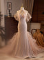 Pink Mermaid Tulle Halter Prom Dresses