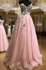 Pink Muslim Evening Dresses A-Line One-Shoulder Tulle Pearls Long Islamic Dubai Saudi Arabic Long Formal Evening Gown