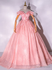 Pink Off the Shoulder Sequins Quinceanera Dress